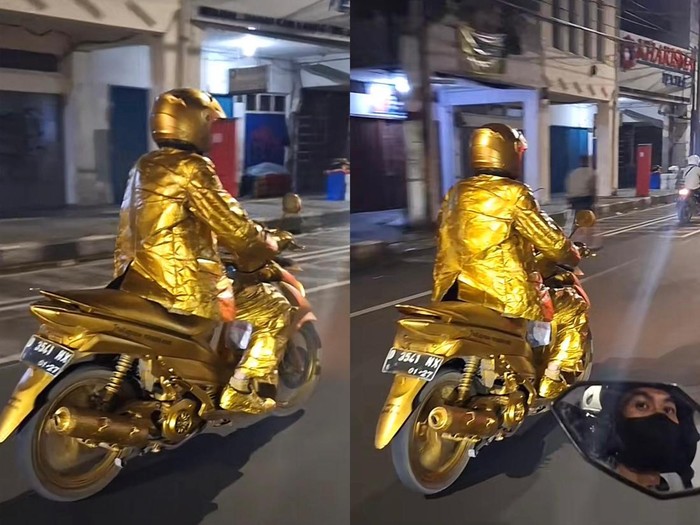 Video seorang pria serba emas viral di TikTok.