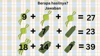 Ternyata untuk nilai ketupat adalah 9, lontong 7, sehingga untuk hasil penjumlahan adalah 39. Foto: Salsa Dila Fitria Oktavianti/detikHealth
