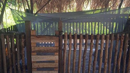 Salah satu kandang babi di Desa Aeramo, Kecamatan Aesesa, Kabupaten Nagekeo, NTT dipasang kelambu untuk mencegah penyebaran ASF (Dok.Yohanes Towa Rema)