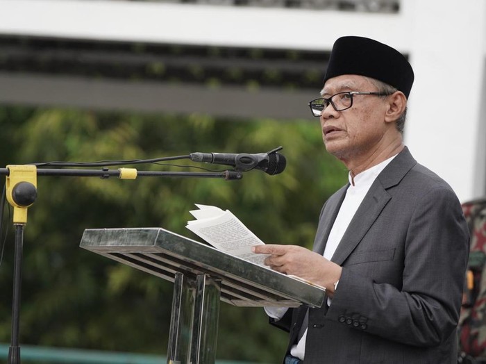 Ketum PP Muhammadiyah Haedar Nashir saat Rabu (10/4/2024).