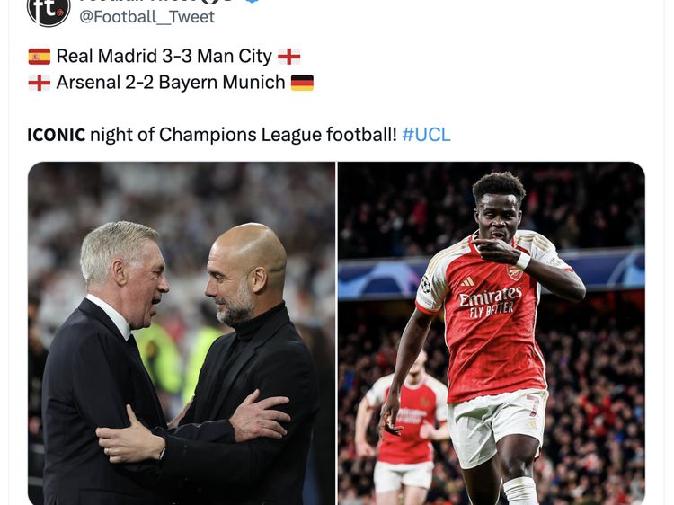 Madrid vs City dan Arsenal vs Bayern Bikin Netizen Merinding