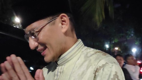 Sandiaga usai sowan ke rumah Prabowo di Kertanegara (Belia/detikcom)
