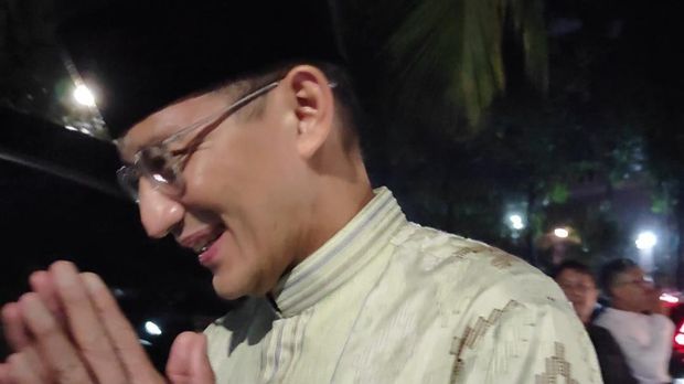 Sandiaga usai sowan ke rumah Prabowo di Kertanegara (Belia/detikcom)