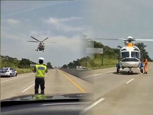 Detik-detik Helikopter Mendarat di TKP Kecelakaan Bus Rosalia Indah