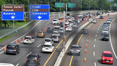 Potret Contraflow di Jalur Puncak Bogor