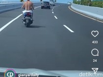 Viral Bule Tanpa Helm-Telanjang Dada Terobos Jalur Mobil di Tol Bali Mandara