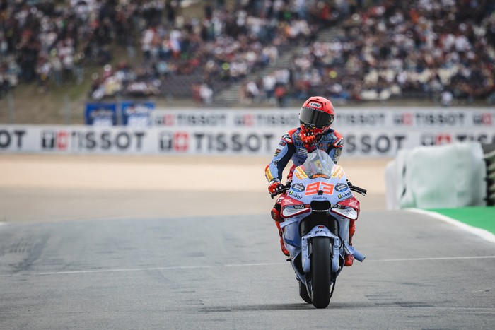 PORTIMAO, PORTUGAL - 2024/03/24: Marc Marquez of Spain and Gresini Racing MotoGP in action during the MotoGP race of Tissot Grand Prix of Portugal on March 24, 2024, held at Algarve International Circuit in Portimao, Portugal. (Photo by SOPA Images/SOPA Images/LightRocket via Getty Images)