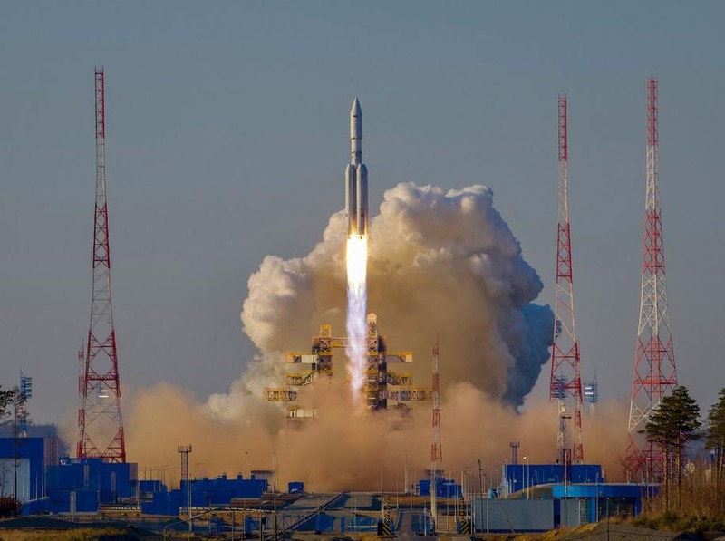 In this grab released by the Roscosmos space corporation on Thursday, April 11, 2024 an Angara-A5 rocket lifts off from Vostochny space launch facility outside the city of Tsiolkovsky, about 200 kilometers (125 miles) from the city of Blagoveshchensk in the far eastern Amur region, Russia. Russia on Thursday successfully test-launched a new heavy-lift rocket from its Far Eastern space complex, a lift-off that comes after two aborted attempts earlier in the week. (Natalya Berezhnaya, Roscosmos Space Corporation via AP)