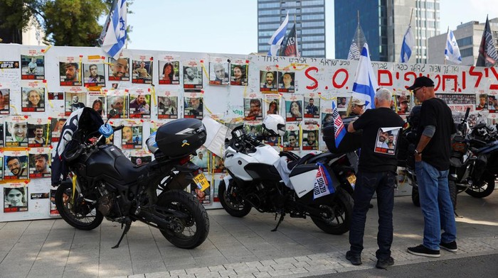 People participate in 'Ride for Hope', an event where people ride motorcycles across the country in support of hostages kidnapped in the deadly October 7 attack on Israel by the Palestinian Islamist group Hamas from Gaza, as the conflict between Israel and Hamas continues, in Tel Aviv, Israel, April 12, 2024. REUTERS/Hannah McKay