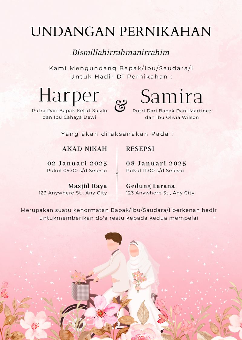 30++ Contoh Undangan Pernikahan yang Simple dan Elegan