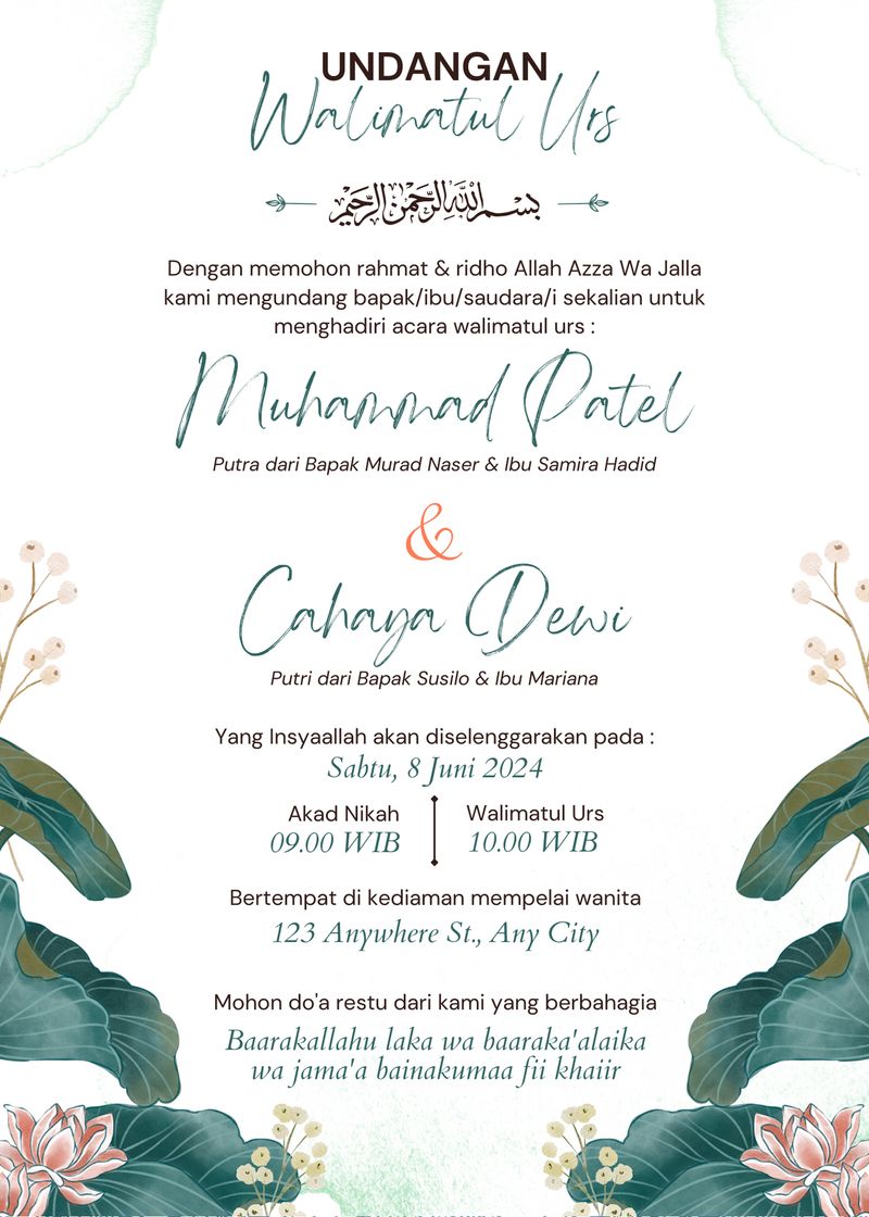 30++ Contoh Undangan Pernikahan yang Simple dan Elegan