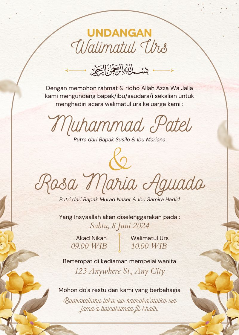 Contoh Undangan Pernikahan Simple dan Elegan