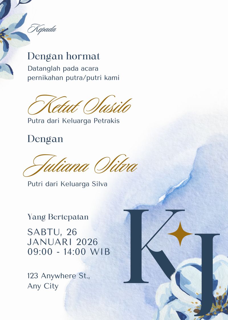 Contoh Undangan Pernikahan Simple dan Elegan