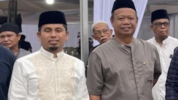 Kandidat calon wali kota Parepare dari NasDem Tasming Hamid (kiri) dan bos TKBM Pelabuhan Parepare Bogart (kanan).