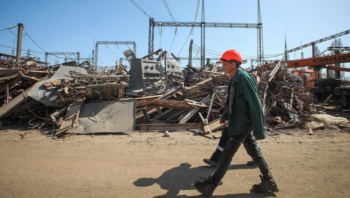 A view shows a destroyed critical power infrastructure installation, which was recently hit during Russias missiles strike, amid Russias attack on Ukraine, in Kharkiv, Ukraine, April 11, 2024. REUTERS/Vyacheslav Madiyevskyy