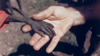 Seorang Anak Laki-Laki Kelaparan Dan Seorang Misionaris Di Uganda, 1980. Mike Wells Mengambil Foto Yang Kuat Dari Seorang Misionaris Katolik Yang Memegang Tangan Seorang Anak Laki-Laki Uganda Yang Kelaparan Foto: Boredpanda