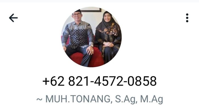 Nama Kepala Kantor Wilayah (Kakanwil) Kementerian Agama (Kemenag) Sulawesi Selatan (Sulsel) Muh Tonang dicatut