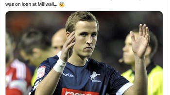 Terakhir kali Bayern Munich gagal juara sudah sangat lama, saat Kane masih berseragam Milwall. Foto: Twitter