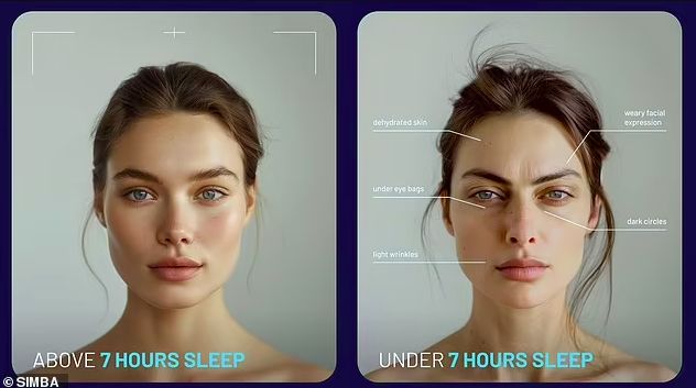 Menggunakan AI, para pakar perusahaan sleep tech Simba menggambarkan apa yang bakal terjadi pada wajah seseorang jika tidak cukup tidur.