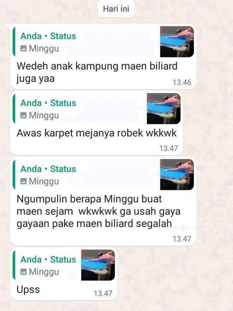Kadang, tingkah laku orang suka di luar perkiraan BMKG. Kayak deretan chat cringe berikut ini, untungnya lumayan menghibur.