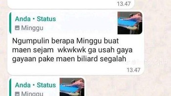 Dia pikir dia doang yang suka main billiard. Foto: X/txtdariwhatsap
