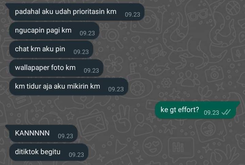 Kadang, tingkah laku orang suka di luar perkiraan BMKG. Kayak deretan chat cringe berikut ini, untungnya lumayan menghibur.