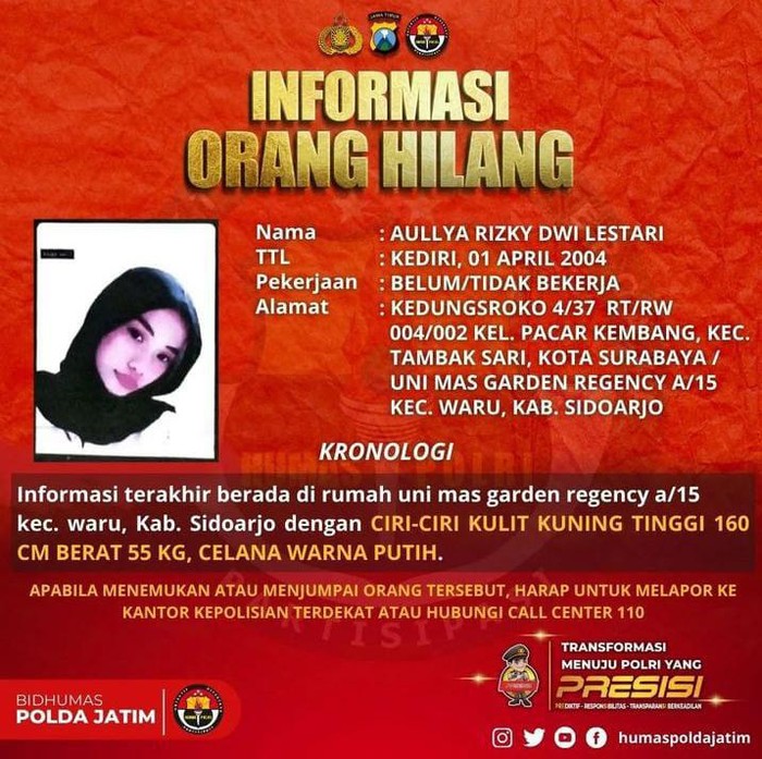 Informasi orang hilang Polda Jatim
