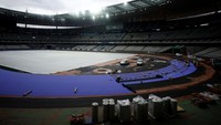 Sembilan lintasan lari Olimpiade Paris 2024 akan berwarna ungu, belum pernah terlihat sebelumnya dalam sejarah Olimpiade. (REUTERS/Sarah Meyssonnier)  