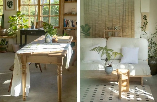 To To sehari-harinya bekerja sebagai editor video. Dia kemudian mencoba menjadi tukang kayu. Dia pun merenovasi rumah bekas kandang ayam itu sendiri. Mulai dari mengganti jendela, pintu hingga membuat meja panjang untuk menghiasi rumah. Foto: Dok. Eva.vn