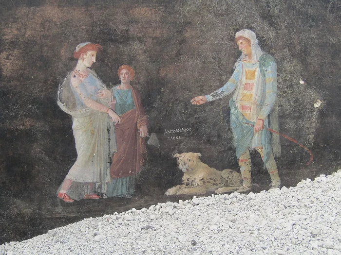 Fresco dari reruntuhan Pompeii.