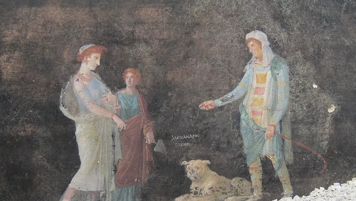 Fresco dari reruntuhan Pompeii.