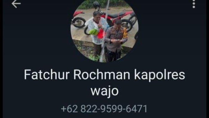 Penipuan modus catut nama Kapolres Wajo AKBP Fatchur Rochman. Dokumen Istimewa