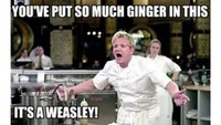 Kata Gordon Ramsay kamu menaruh terlalu banyak jahe di makanan. Namun sepertinya bukan jahe sungguhan nih, melainkan ginger yang merujuk pada rambut Ron Weasley. Foto: Delicious AU