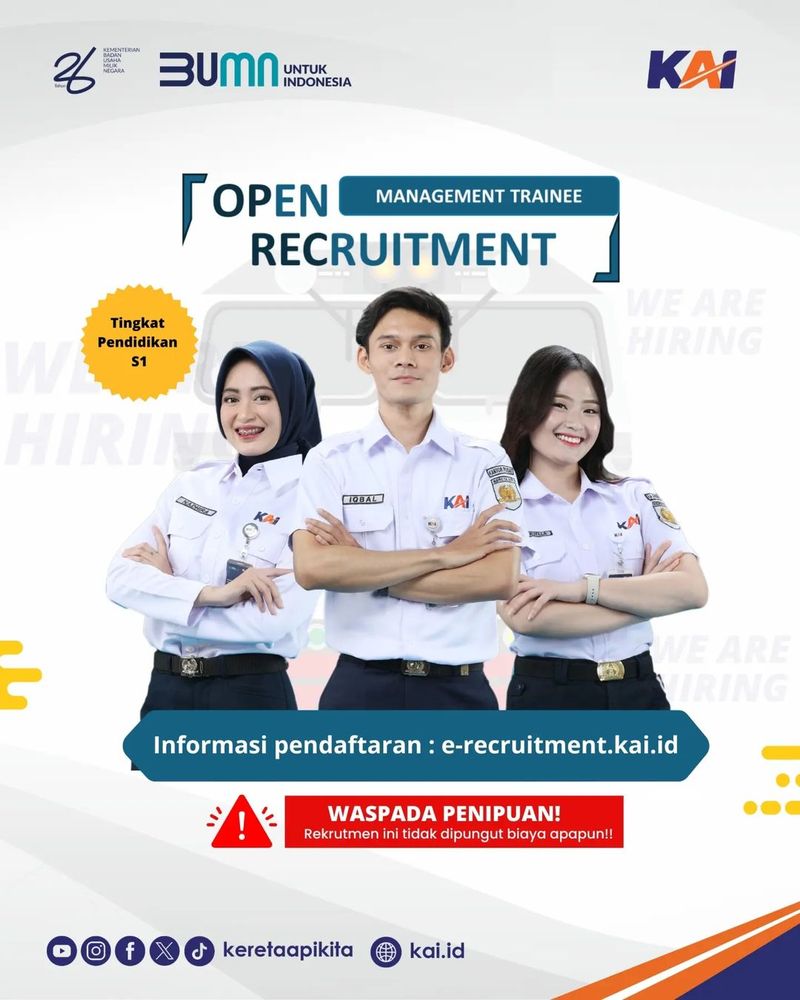 Link dan Cara Daftar Rekrutmen KAI 2024 Management Trainee, Ikut yuk!