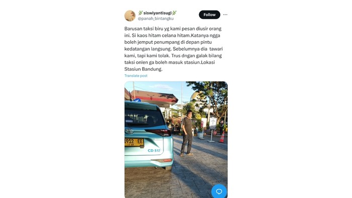 Tangkapan layar pengemudi taksi Bluebird diusir di Stasiun KA Bandung