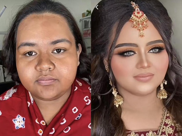 Video transformasi makeup ala Bollywood Look, berhasil bikin pangling. Hasil makeupnya tersebut langsung viral di TikTok