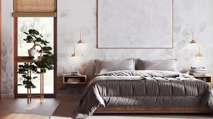 Inspirasi kamar tidur japandi.