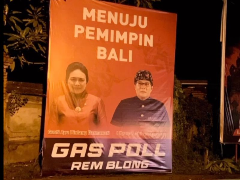 Baliho paket Bintang Puspayoga-Giri Prasta, isu perebutan rekomendasi calon gubernur Bali berebut dengan Koster. (Tangakapan layar)