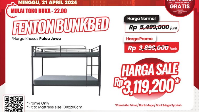 Beli Tempat Tidur Tingkat di Transmart Full Day Sale Ada Potongan Rp 2 Jutaan