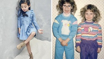 Perbandingan pakaian anak dulu dan sekarang. Foto: (Bored Panda).