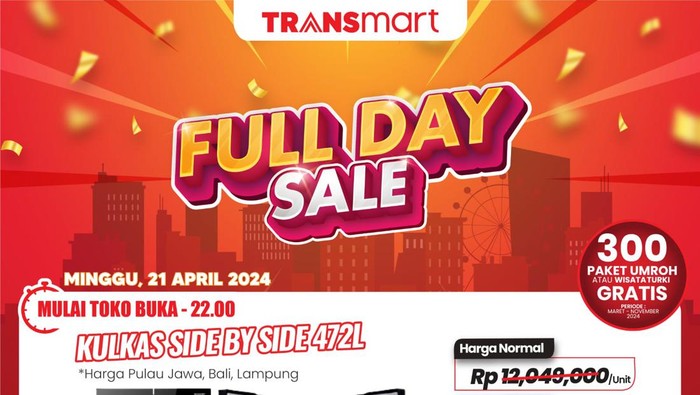Cuma di Transmart Full Day Sale, Beli Kulkas Bisa Hemat Rp 3,4 Juta!