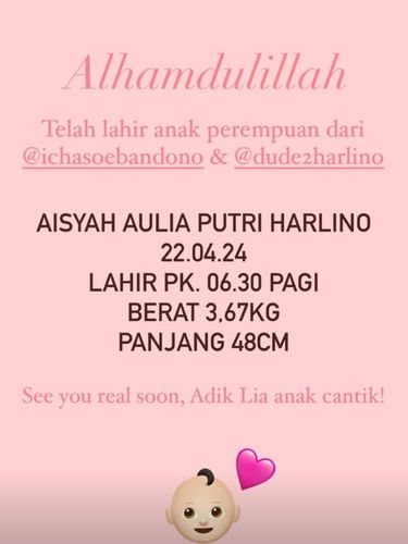 alyssa soebandono melahirkan anak perempuan.