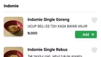 Menjual indomie goreng dan rebus, kedai online ini deskripsinya kocak. Ia bahkan menyebutkan pelanggannya yang tak bayar es teh. Foto: Twitter