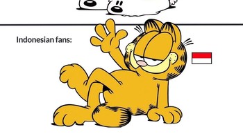 Meme Garfield I Hate Mondays, tapi para suporter Timnas Garuda Muda berbahagia pagi ini. Foto: Twitter