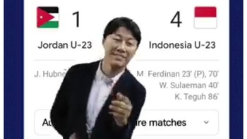 Meme pelatih Shin Tae-yong joget-joget usai Yordania takluk 1-4 atas Indonesia. Foto: Twitter