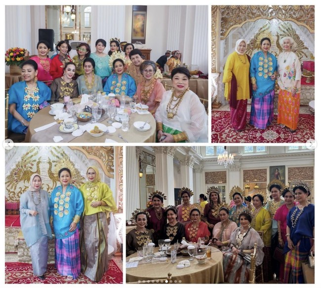“Jkt, 16 April 2024. Acara Halal Bihalal “Himpunan Ratna Busana” dan Temu Wicara yg mengangkat wastra dan budaya Sulawesi Selatan,” tulis Titiek di Instagram, Selasa (23/4/2024), sebagai keterangan foto momen tersebut. (Foto: Instagram/@titieksoeharto)