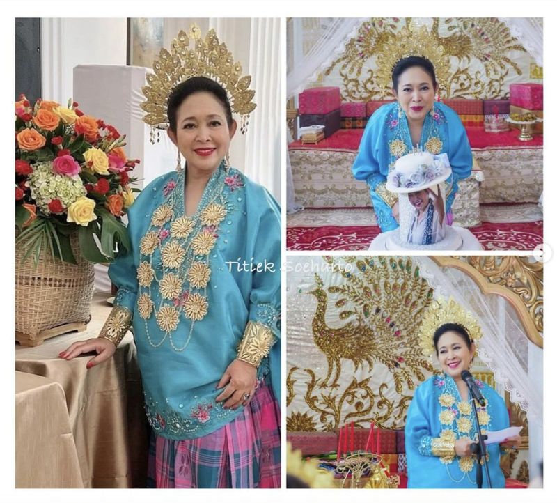 Gaya Titiek Soeharto Pakai Baju Bodo Makassar