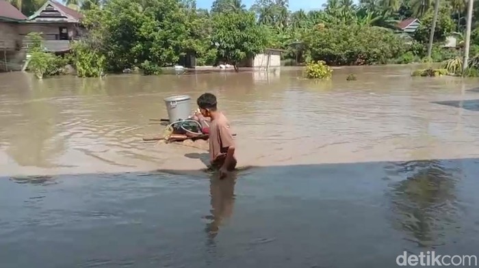 Banjir merendam 10 desa di Kecamatan Baebunta Selatan, Kabupaten Luwu Utara, Sulawesi Selatan (Sulsel).