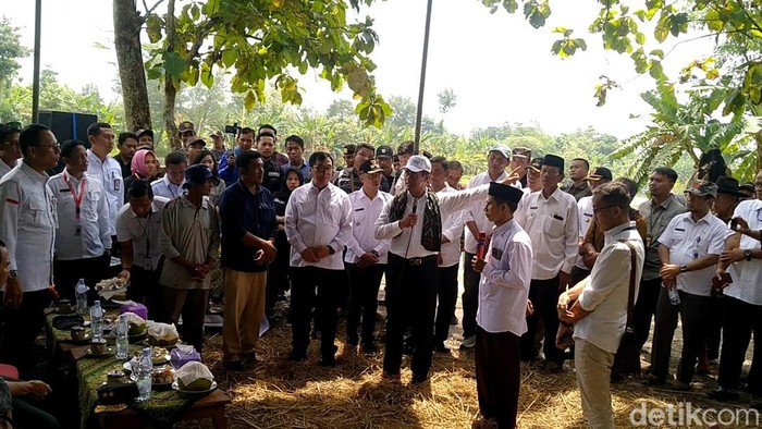Menteri Pertanian Andi Amran Sulaiman (bertopi putih) saat kunjungan kerja di Desa Kandang, Kecamatan Comal, Kabupaten Pemalang, Selasa (23/4/2024).