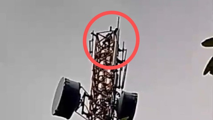 Pria bernama Rambo (37) di Kabupaten Pinrang, Sulawesi Selatan (Sulsel) nekat memanjat tower BTS.